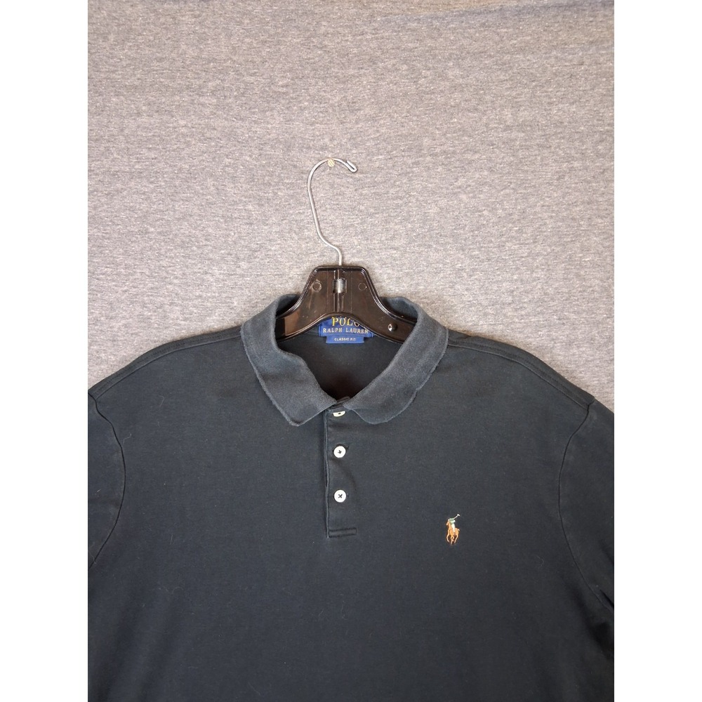 Polo Ralph Lauren Mens Shirt Large Black Golf Polo Small Pony Preppy Casual